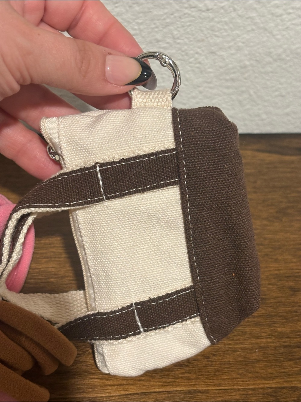 Kids Plush Bear Hair Tie Set with Mini Canvas Tote - Brown, Pink, Tan - Picture 6 of 7